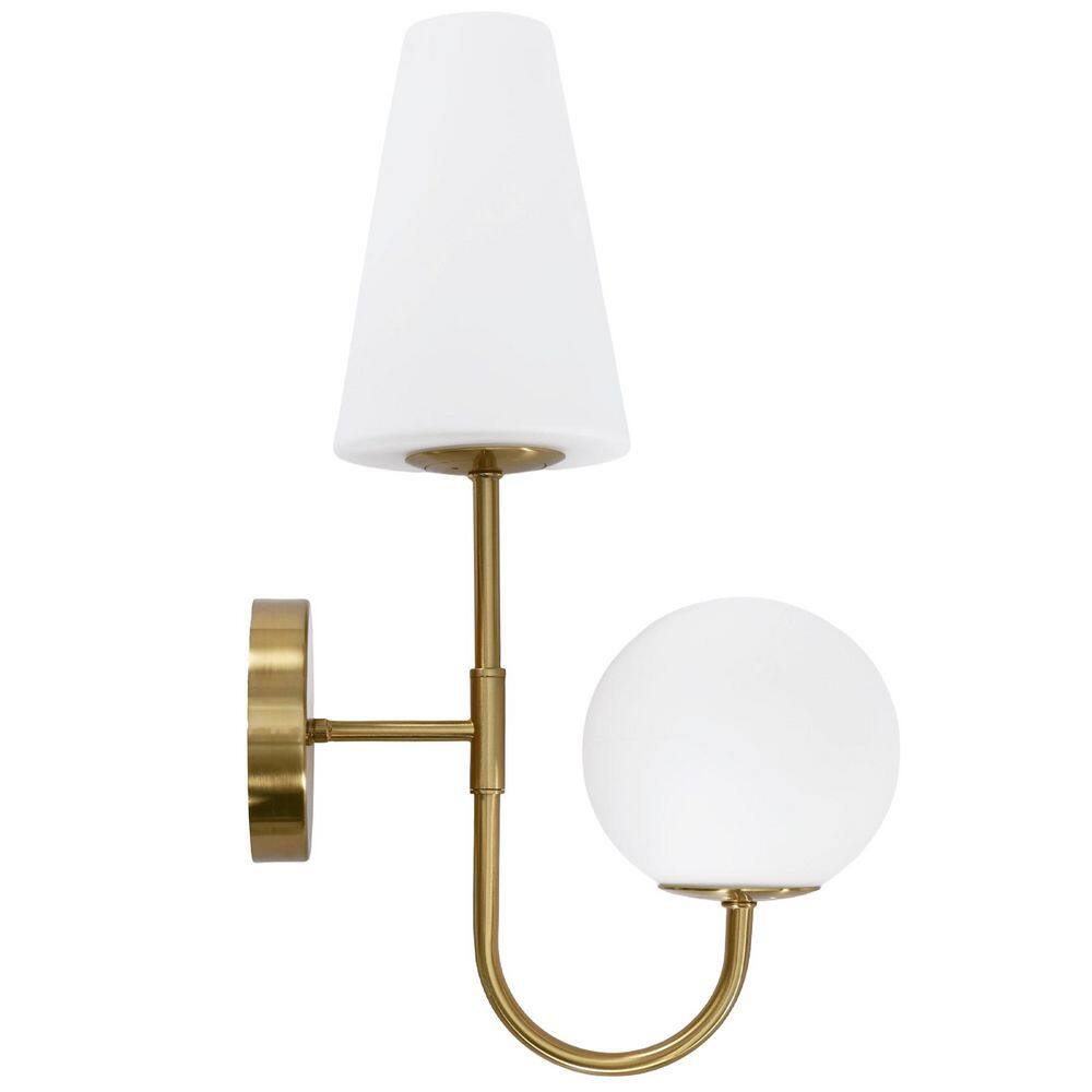 Grioda 18.8 in. 2-Light Antique Brushed Brass Wall Sconce with White Glass Shades for Bedroom, Living Room (2-Pack) price history on PriceWatchPro