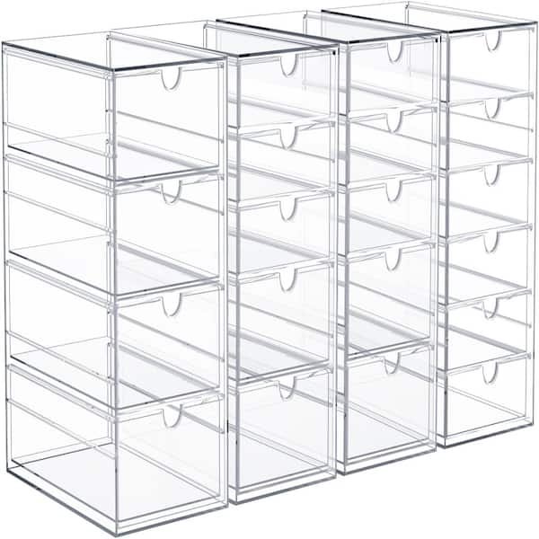 Stackable Organizer Storage Decore Drawers, Clear - 20 Drawers