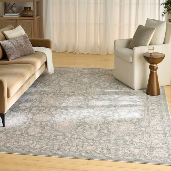 Outlines Sage Ivory 9 ft. x 12 ft. Medallion Traditional Area Rug