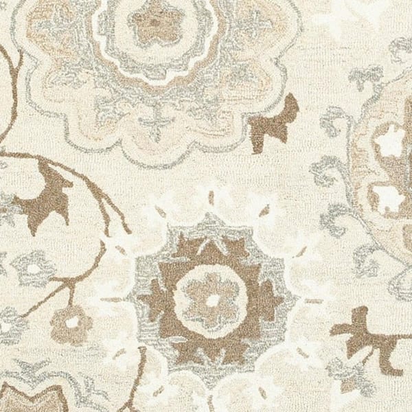 10 X 13 Ivory, Gray Floral Washable Area Rug Runner Rug
