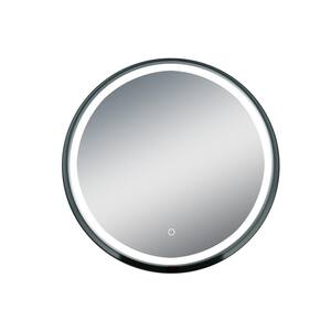 Carlton 32 in. W x 32 in. H Lighted Impressions Framed Round LED Light Bathroom Vanity Mirror in Black