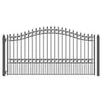London Style 12 ft. x 6 ft. Black Steel Single Swing Driveway Fence Gate