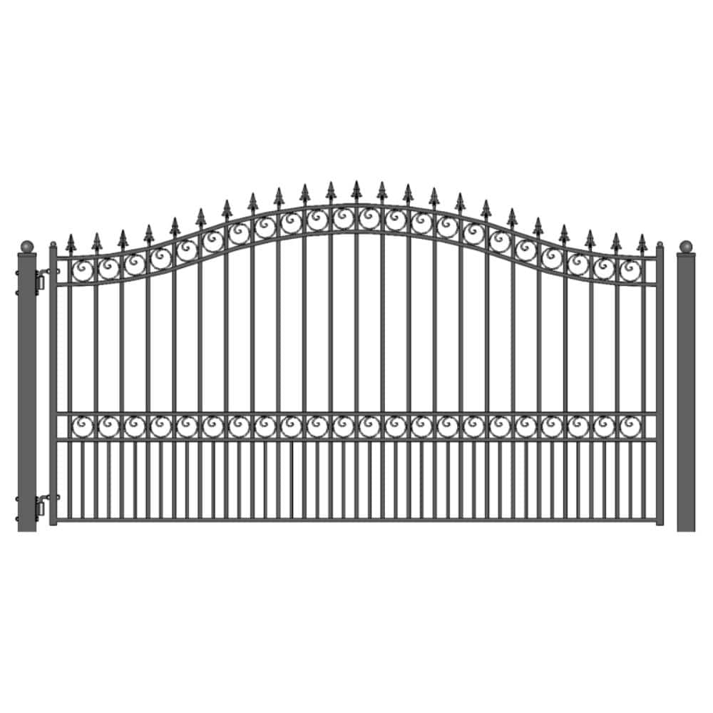 ALEKO London Style 14 ft. x 6 ft. Black Steel Single Swing Driveway Fence Gate