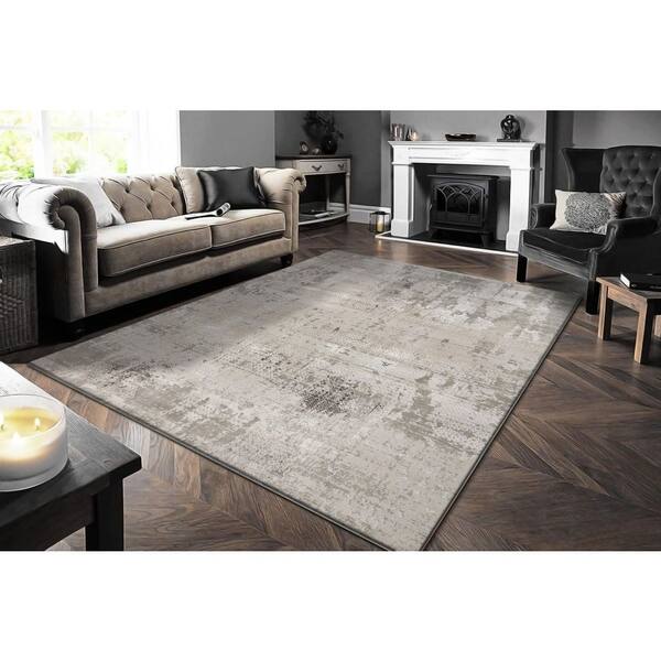 Renaissance 2 ft. X 3 ft. 11 in. Ivory/Grey Abstract Indoor/Outdoor Area Rug