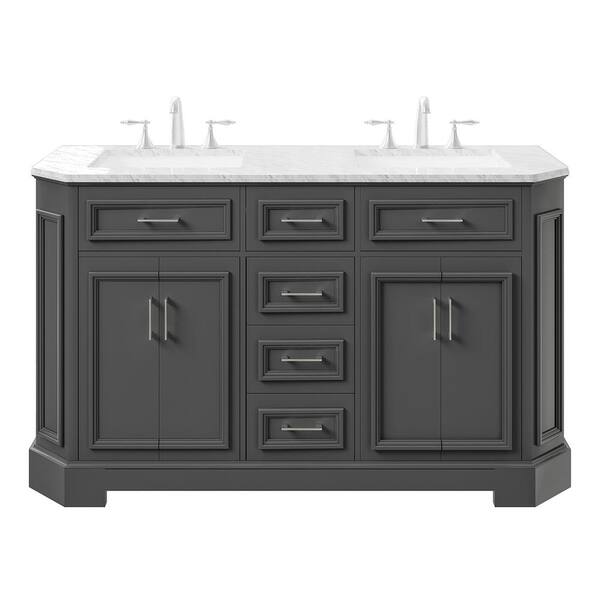 Eviva Glory 42 in. W x 22 in. D x 33 in. H Bathroom Vanity in White with White Cararra Marble Top with White Sink