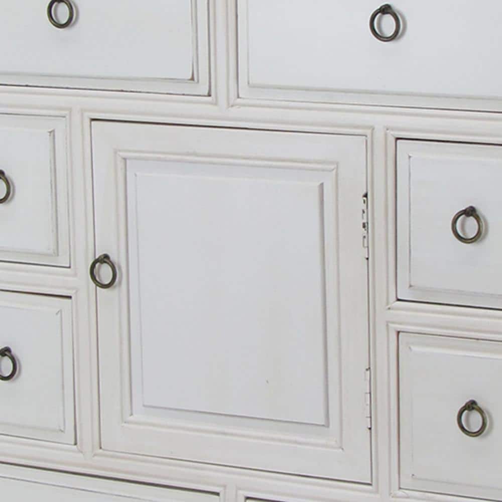 White Wooden Chest with 8 Drawers and 1 Cabinet