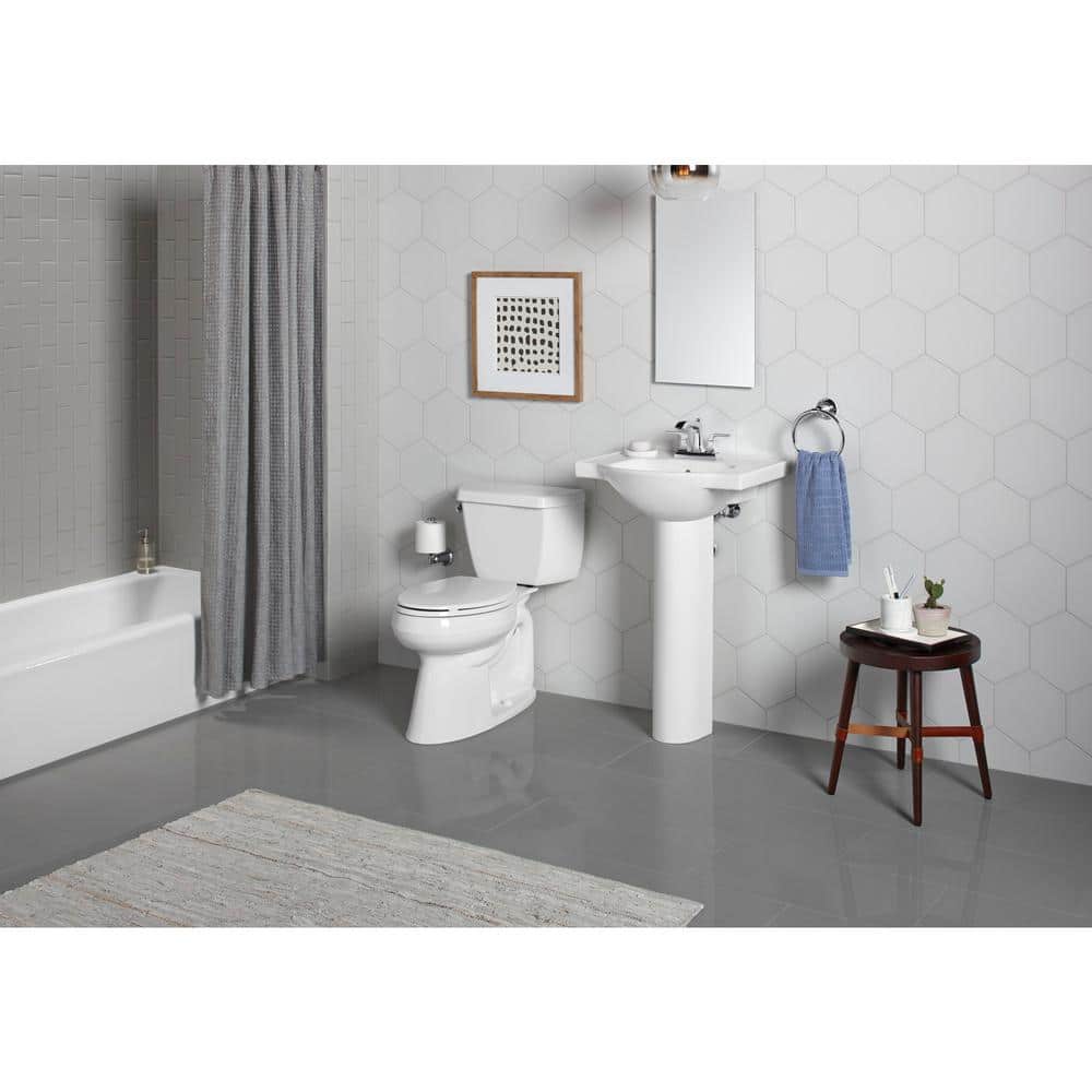 White Ceramic Pedestal Bathroom Sink with Overflow