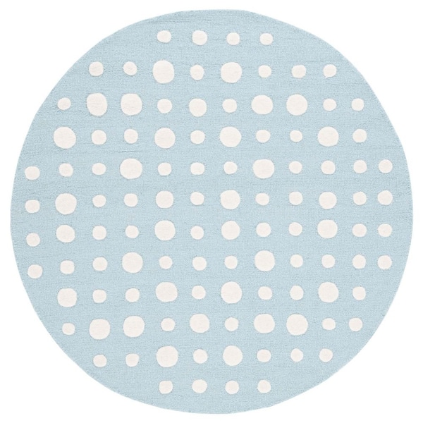 Kids 5 ft. x 5 ft. Blue/Ivory Abstract Polka-Dot Round Area Rug