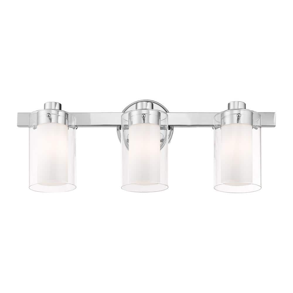 Santuario Polished Chrome 3-Light Dimmable Vanity Light with Opal Glass