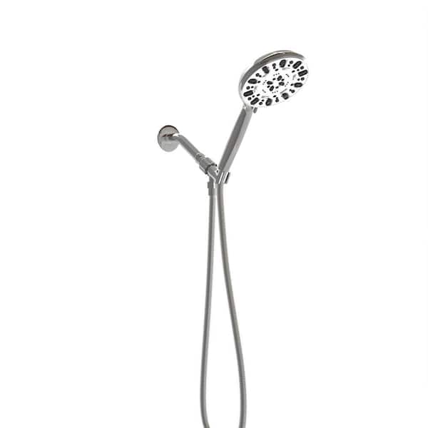 PERLIRIA INC 7-Spray Wall Mount Handheld Shower Head, 4.7 in. Hand Shower with Hose 1.8 GPM in Chrome
