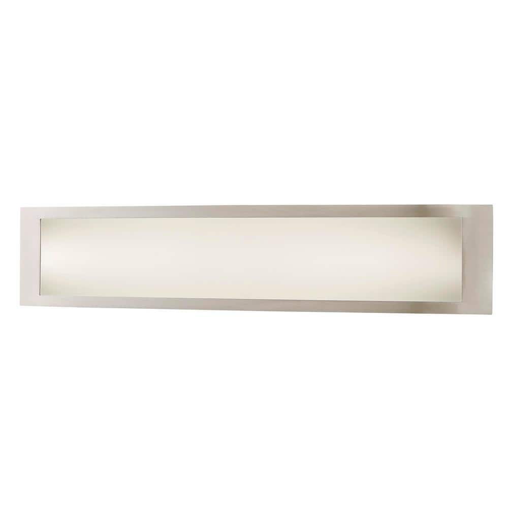 Hampton Bay Woodbury 24.6 in. 1-Light Brushed Nickel Integrated LED Bathroom Vanity Light Bar with Frosted Acrylic Shade -  IQP1301LX-07/BN