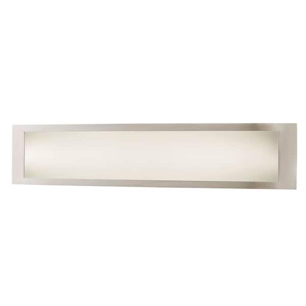 Hampton Bay Woodbury 24.6 in. 1-Light Brushed Nickel Integrated LED Bathroom Vanity Light Bar with Frosted Acrylic Shade