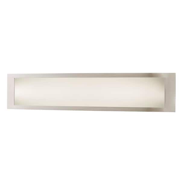 Woodbury 24.6 in. 1-Light Brushed Nickel Integrated LED Bathroom Vanity Light Bar with Frosted Acrylic Shade