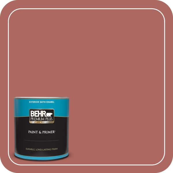 BEHR PREMIUM PLUS 1 qt. #PPU2-13 Colonial Brick Satin Enamel Exterior Paint & Primer