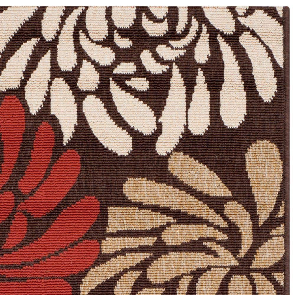 Multicolor Floral Synthetic 5' x 7' Easy-Care Area Rug