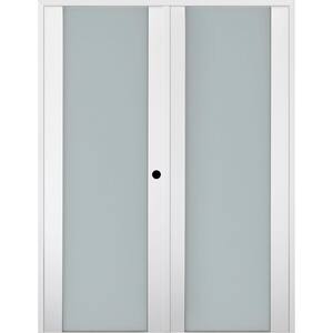 Smart Pro 60" x 84" Left Hand Active 1-Lite Frosted Glass Polar White Finished Wood Composite Double Prehung French Door