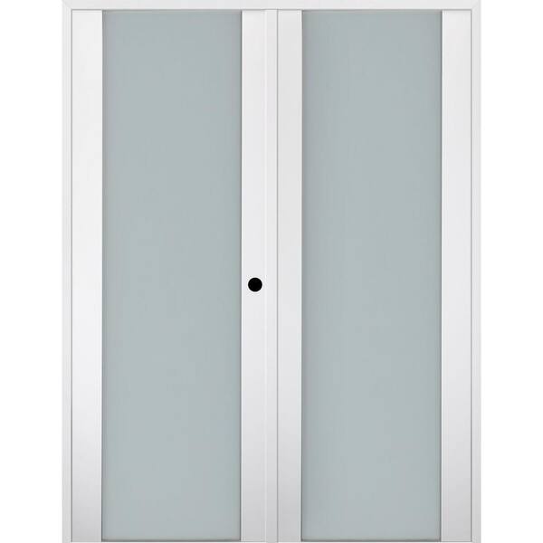 Belldinni Smart Pro 64" x 84" Left Hand Active 1-Lite Frosted Glass Polar White Finished Wood Composite Double Prehung French Door