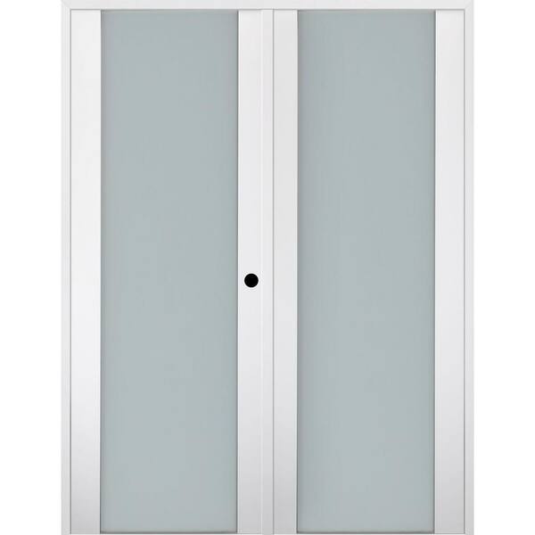 Belldinni Smart Pro 72" x 84" Left Hand Active 1-Lite Frosted Glass Polar White Finished Wood Composite Double Prehung French Door