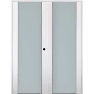 Smart Pro 56" x 96" Left Hand Active 1-Lite Frosted Glass Polar White Finished Wood Composite Double Prehung French Door