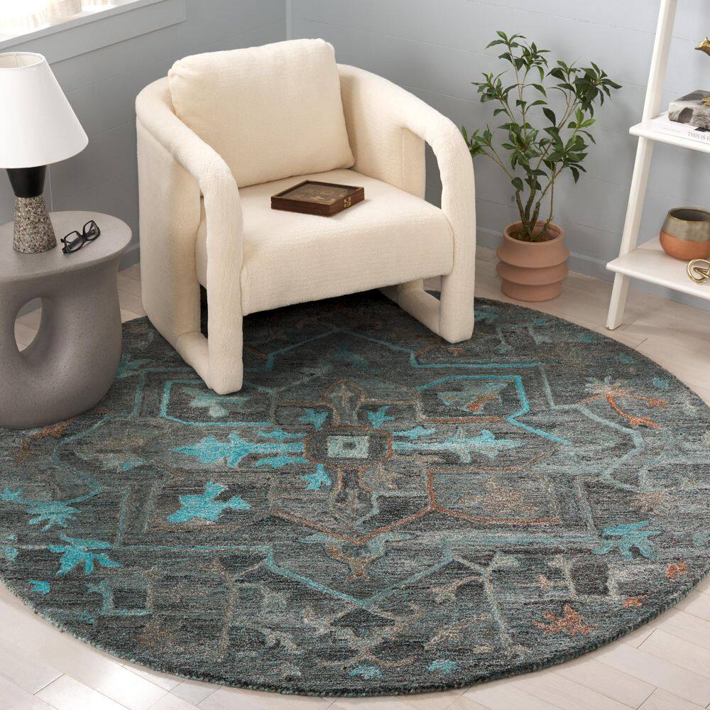 Anatolia 6 X 6 Teal/Brown Oriental Round Rug price history on PriceWatchPro