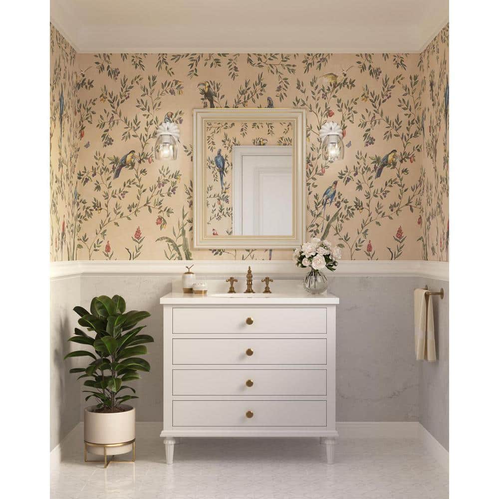 Quillan White Plaster Dimmable 1-Light Vanity Light