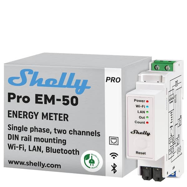 Pro EM 50A, Wi-Fi and Bluetooth Energy Meter with Contactor Control with Power Measurement, Home Automation