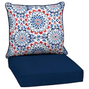 24 in. x 24 in. 2-Piece Deep Seating Outdoor Lounge Chair Cushion in Clark Blue