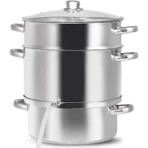 11 qt. Stainless Steel Multi-Lever Fruit Juicer Steamer Stock Pot, Safe Loop Handles