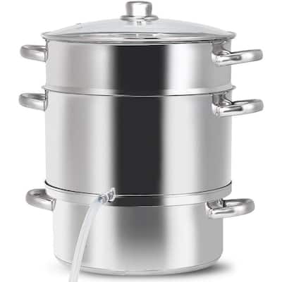 ANGELES HOME 4.2 qt. Stainless Steel Stock Pot in Silver with 2 qt