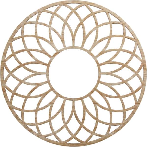 Ekena Millwork 24 in. x 24 in. x 1/4 in. Cannes Wood Fretwork Pierced Ceiling Medallion, Red Oak