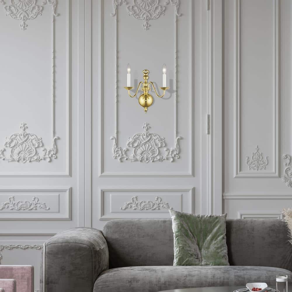 Polished Brass 2-Light Traditional Wall Sconce