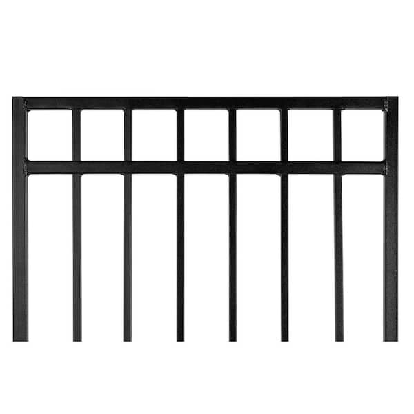 NUVO IRON 2.75 ft. x 5.67 ft. Coral Profile Black Iron Flat Top Fence Gate