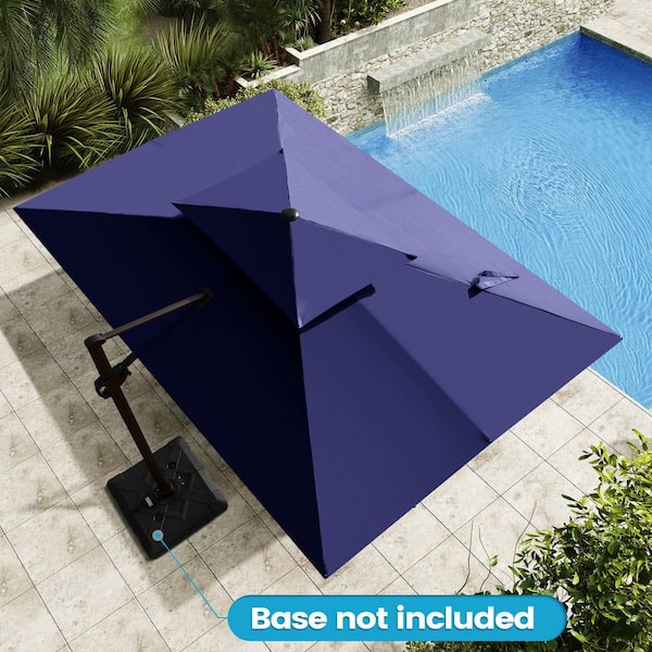 Crestlive Products 9 ft. x 12 ft. Double Top Heavy-Duty Frame Rectangular Cantilever Patio Umbrella in Navy Blue