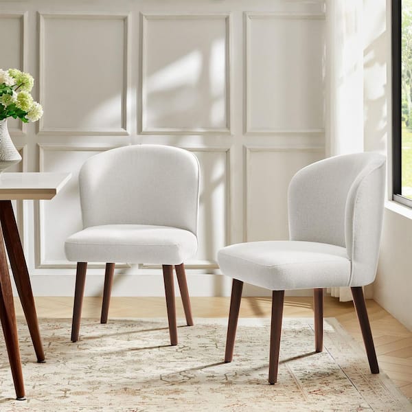 JAYDEN CREATION Bblythe White Mid-Century Polyester Upholstered Dining Chair Set of 2