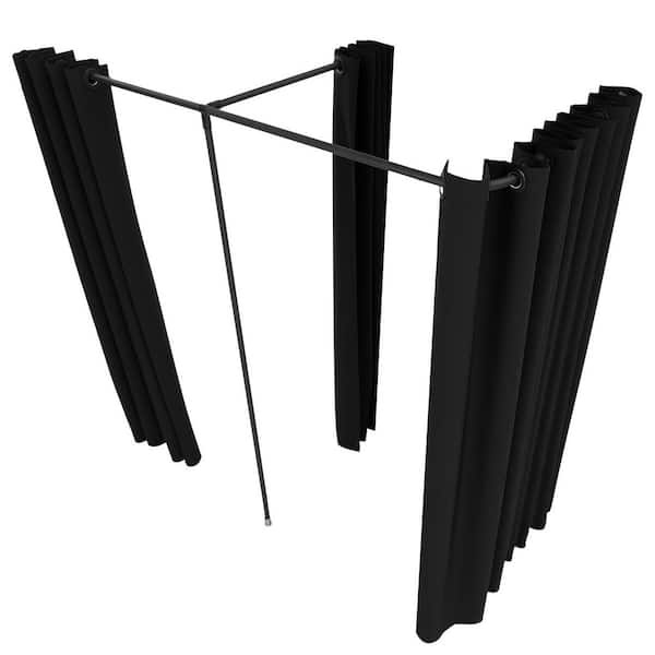 6.58 ft. x 3.25 ft. Black Portable Changing Room, Fitting Room with Curtains, Double Rooms with Partition for Mall