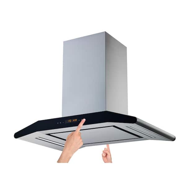 Winflo 30 in. Convertible Island Range Hood in Stainless Steel with Silencer Panel, and 2-Sided 5-Speed Touch Controls