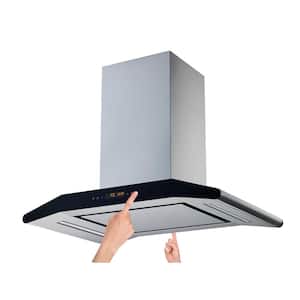36 in. Convertible Island Range Hood in Stainless Steel with Silencer Panel and 2 Sides 5 Speed Touch Control