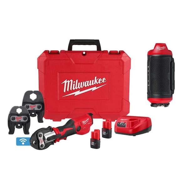M12 12-Volt Lithium-Ion FORCE LOGIC Copper Press Tool Kit with ONE-KEY with M12 Bluetooth Jobsite Speaker