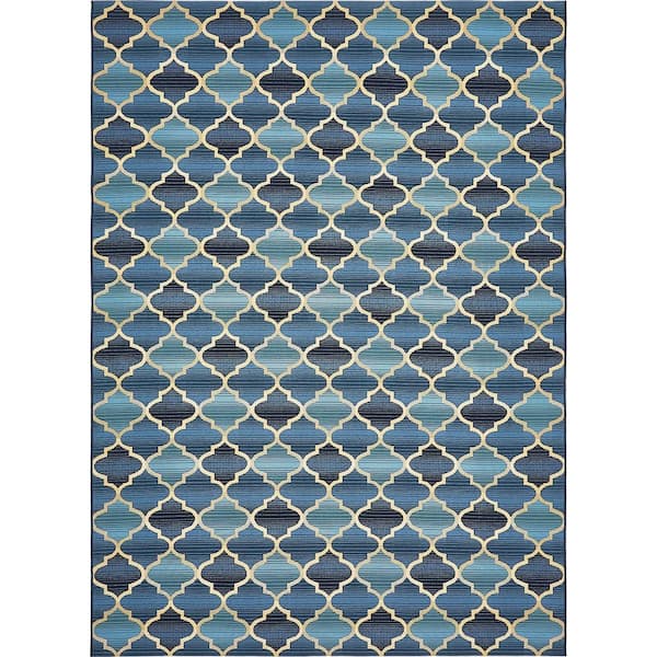 Unique Loom Outdoor Eden Trellis Blue 8' 0 x 11' 4 Area Rug