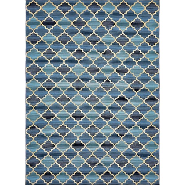 Unique Loom Outdoor Eden Trellis Blue 8' 0 x 11' 4 Area Rug