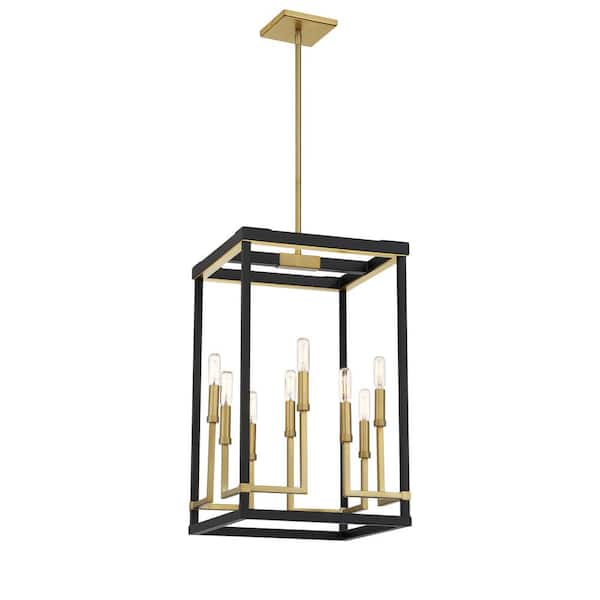 Minka Lavery Union Estates 8-Light Black and Soft Brass Cage Pendant