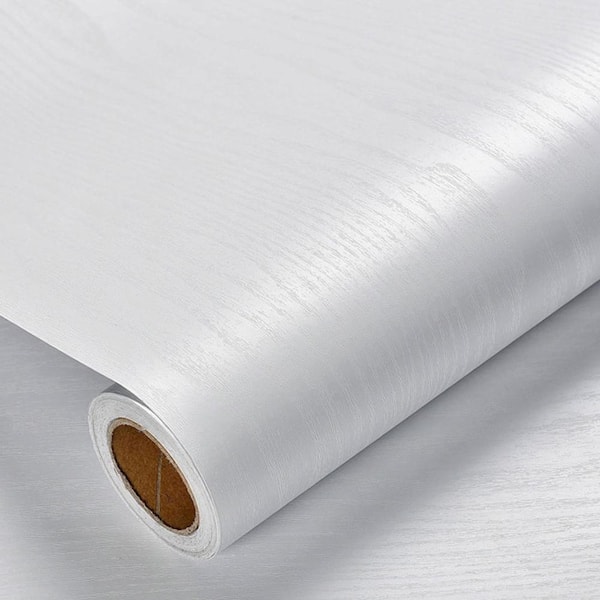 White Wood Grain Self-Adhesive Removable Peel and Stick Wallpaper Roll, 17.5" x 78.7"