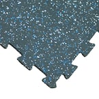 ReUz 0.24 in. T x 1.6 ft. W x 1.6 ft. L Blue/White Speckle Rubber Flooring Tiles (88 sq. ft.) (32-Pack)