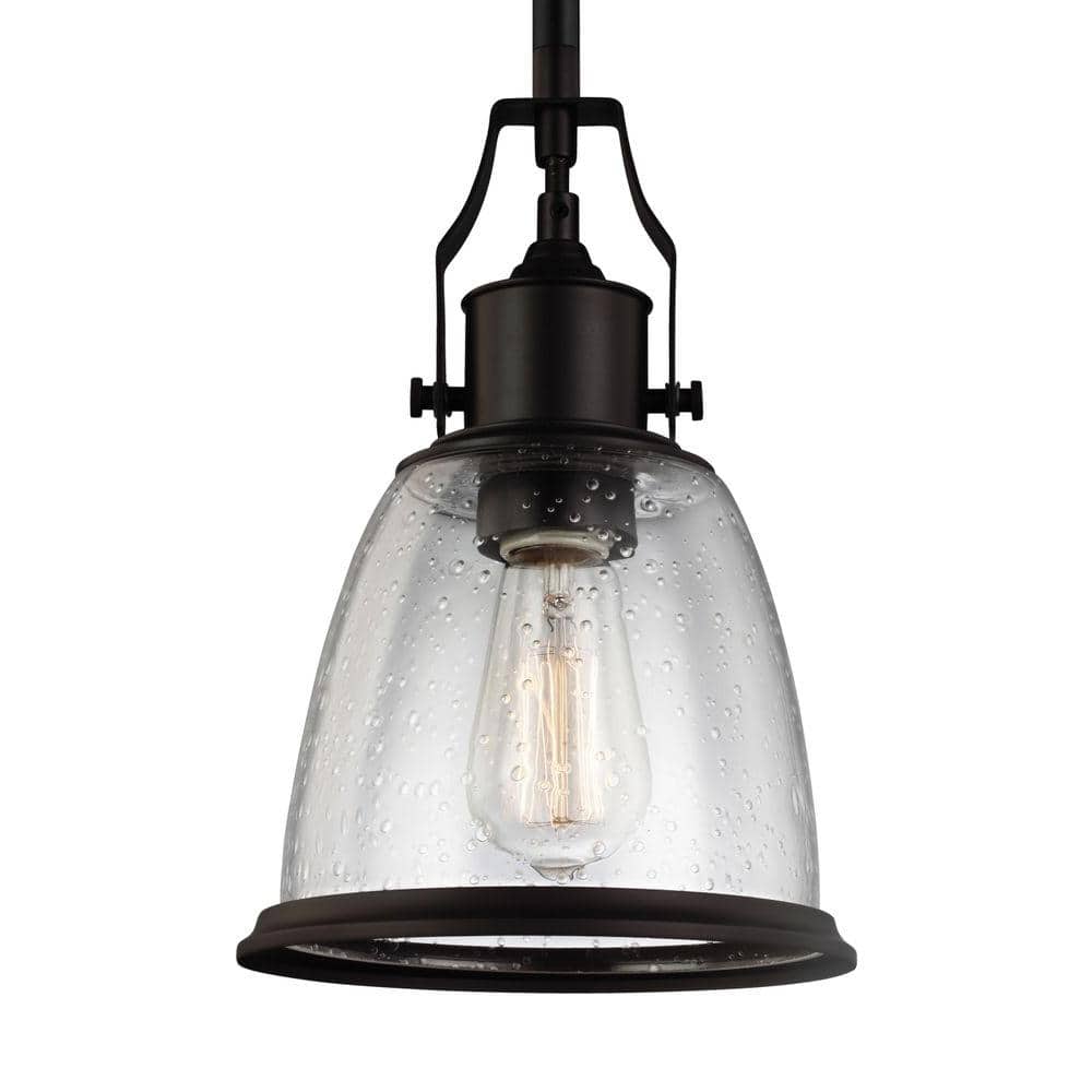 Hobson Mini Globe Pendant in Oil Rubbed Bronze with Clear Seeded Glass