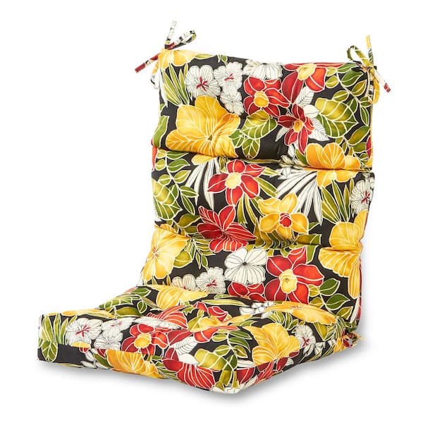 Greendale Home Fashions Aloha Black Outdoor High Back Dining Chair Cushion