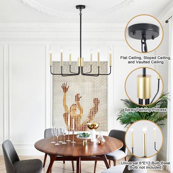 ZJVAIVE 6-Light Simplicity Matte Black/Golden Candle Style