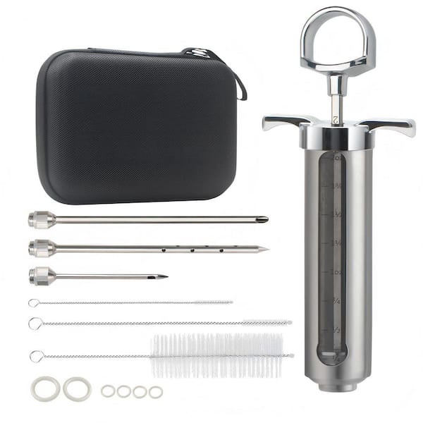 Meat Injector BBQ Injection Kit with 3 Syringe Needles, Seasoning Flavor Syringe Injector for Cooking