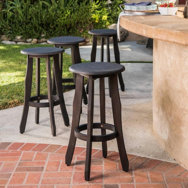 Noble House Pike Wood Outdoor Bar Stool (4-Pack)