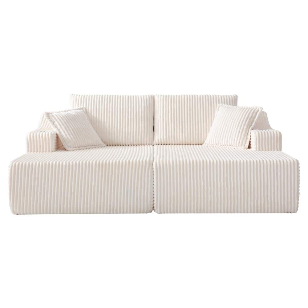 White Fabric Boneless Double Chaise Lounge with Deep Seat & 6 Pillows, High-Density Foam Fill, No Assembly Required price history on PriceWatchPro