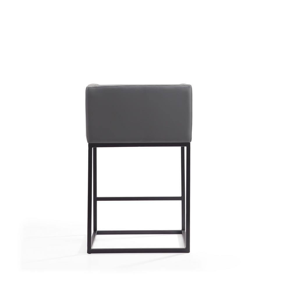 Set of 3 Gray Faux Leather and Metal Counter Stools